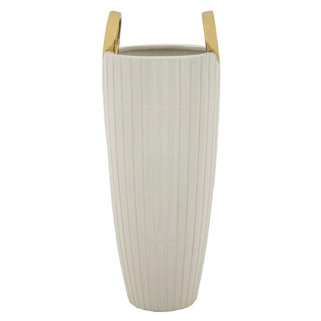 Vaso Decorativo VKH633, Bianco, Ceramica, 18x18x45 cm