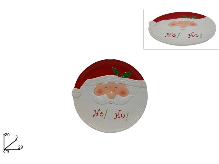 Piatto Decorativo da Tavola in Ceramica Babbo Natale 29 cm