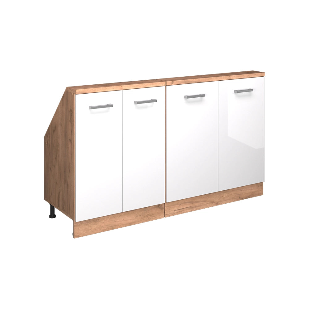 Set di mobili sottotetto Rion Bianco lucido/Rovere dorato Set di 2 Vicco