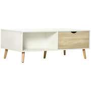 Tavolino da caff¨¨ con cassetti e ripiani ¨C zephmum ¨C 106x58x39,5 cm bianco