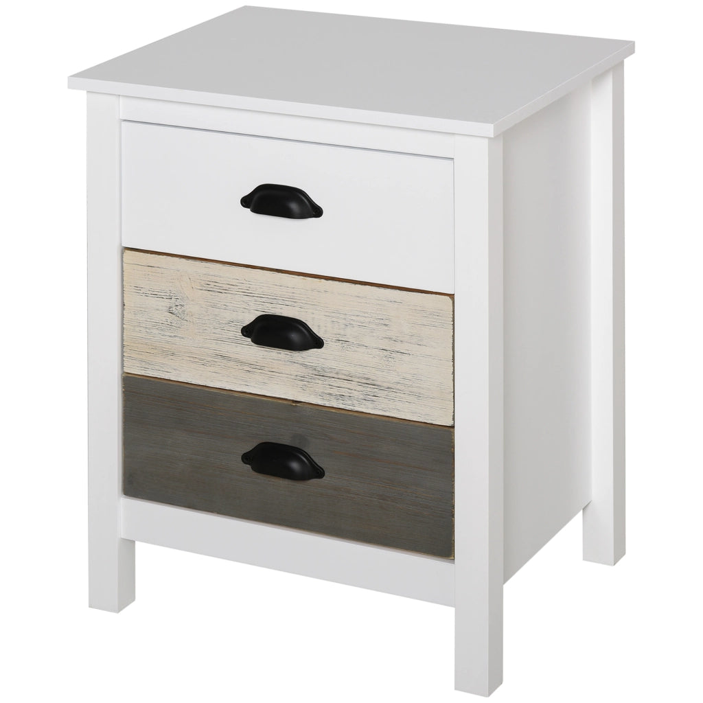 Comodino con 3 Cassetti ¨C Zephmum ¨C Bianco 50x38x65 cm
