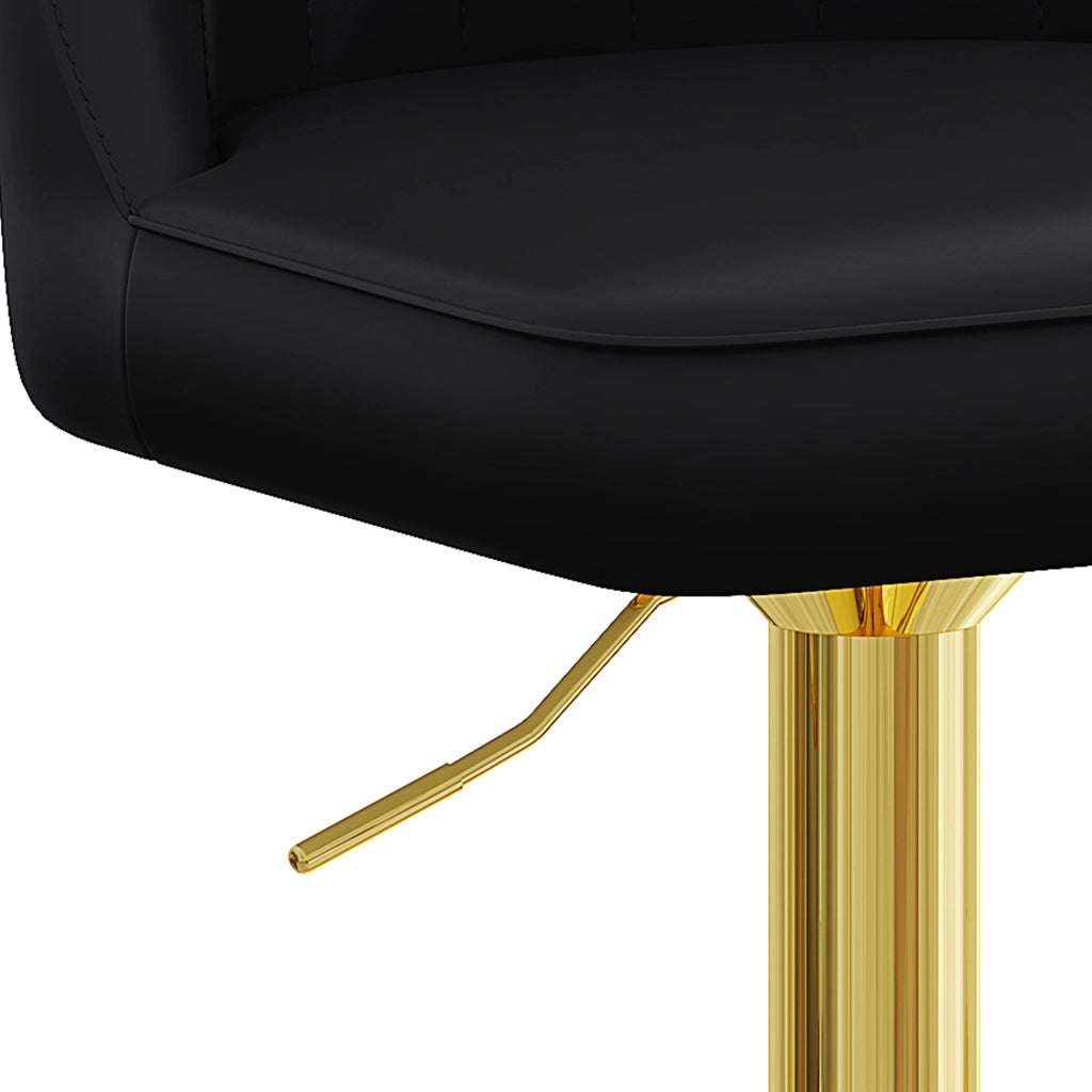 Sgabelli da Bar Set 2 Pezzi Girevoli ¨C MINIMAL ¨C Nero/Oro, PU, con Schienale