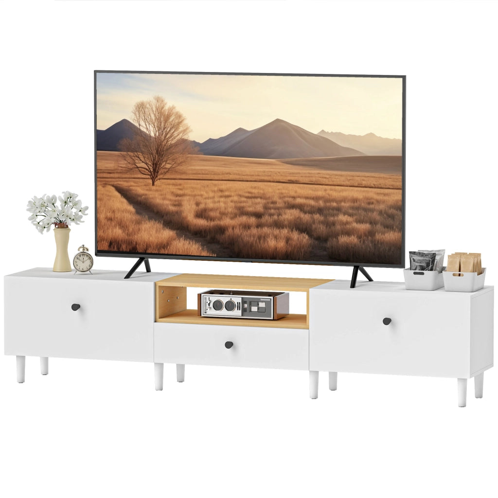 Mobile TV con ante e cassetto ¨C Xylo ¨C Bianco, 200x35x45 cm