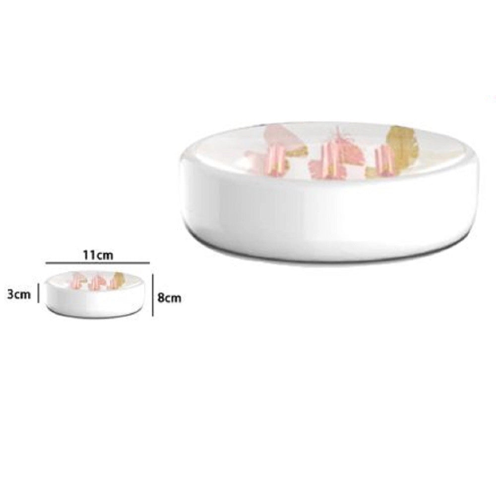 Trade Shop - Porta Sapone Saponetta Accessorio Arredo Bagno Bianco Con Piume 11x8x3 Cm 69795 -