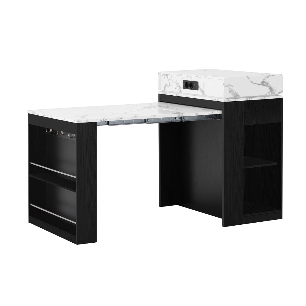 Tavolo da Pranzo Allungabile Pieghevole con Ruote ¨C MINIMAL ¨C Nero, Bartisch Salvaspazio