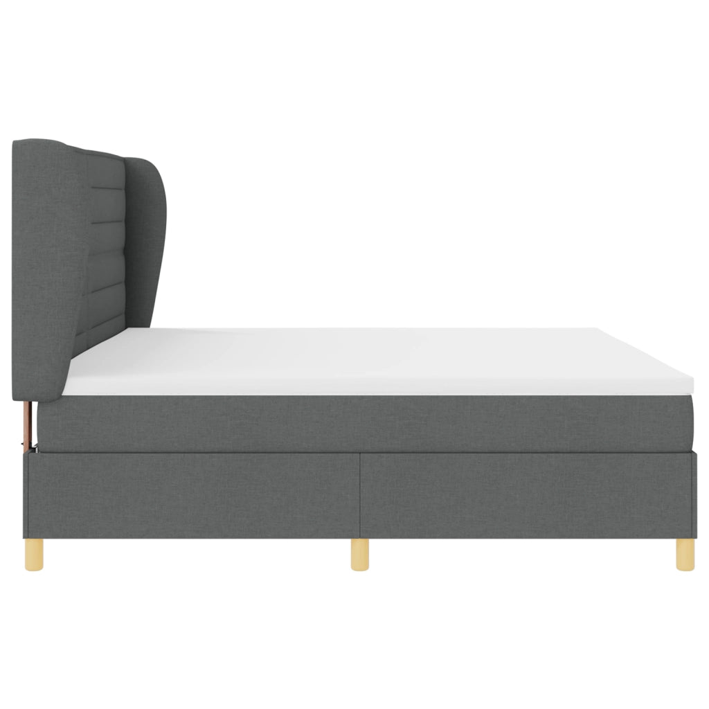 Letto Box Spring  con Materasso Grigio Scuro 200x200 cm Tessuto