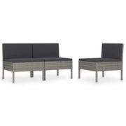 Sedie da Giardino 3 pz | Sedie da Esterno con Cuscini in Polyrattan Grigio