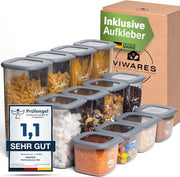 Scatole di conservazione con coperchio, set di 12 pezzi, BPA-free, per conservare muesli, farina e zucchero, contenitore di archiviazione pratica per tutti gli alimenti