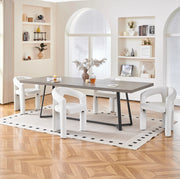 Sedia da Pranzo in Velluto con Braccioli Ergonomici Beige per Sala da Pranzo