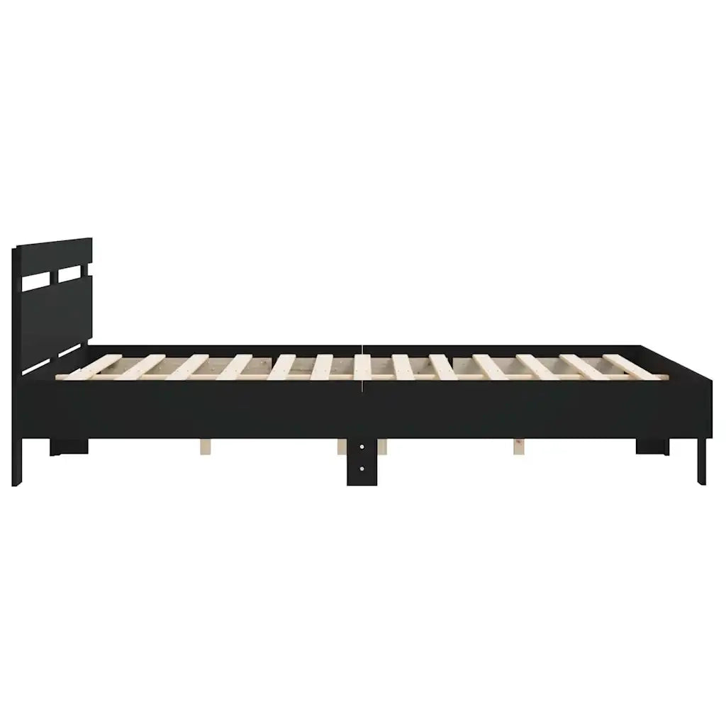 Giroletto con Testiera-Struttura Letto con testiera Nero 180x200 cm in Legno Multistrato