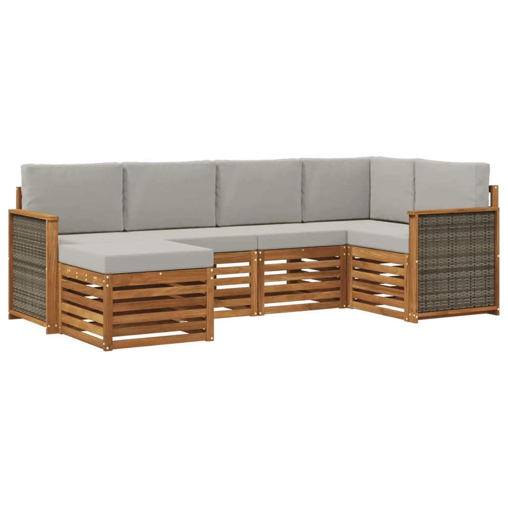 Set divano sezionale con cuscino 5 pcs Naturale e Grigio Chiaro 3384557