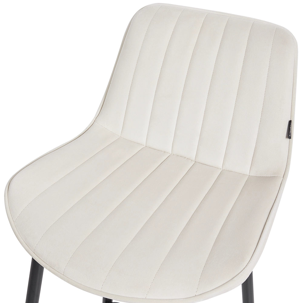 Set di 2 sedie da bar in velluto beige chiaro con gambe d'acciaio senza braccioli salotto soggiorno moderno