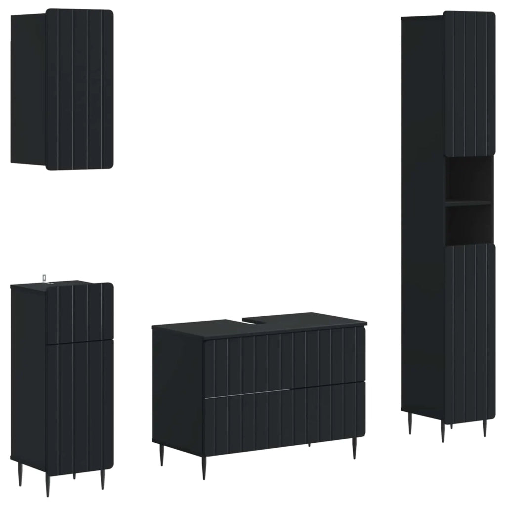 Set di Mobili da Bagno da 4 Pezzi ZWOLLE Nero 3417919