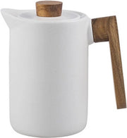 Tazza da Tè Ceramica con Coperchio in Legno e Maniglia - 1100 ml