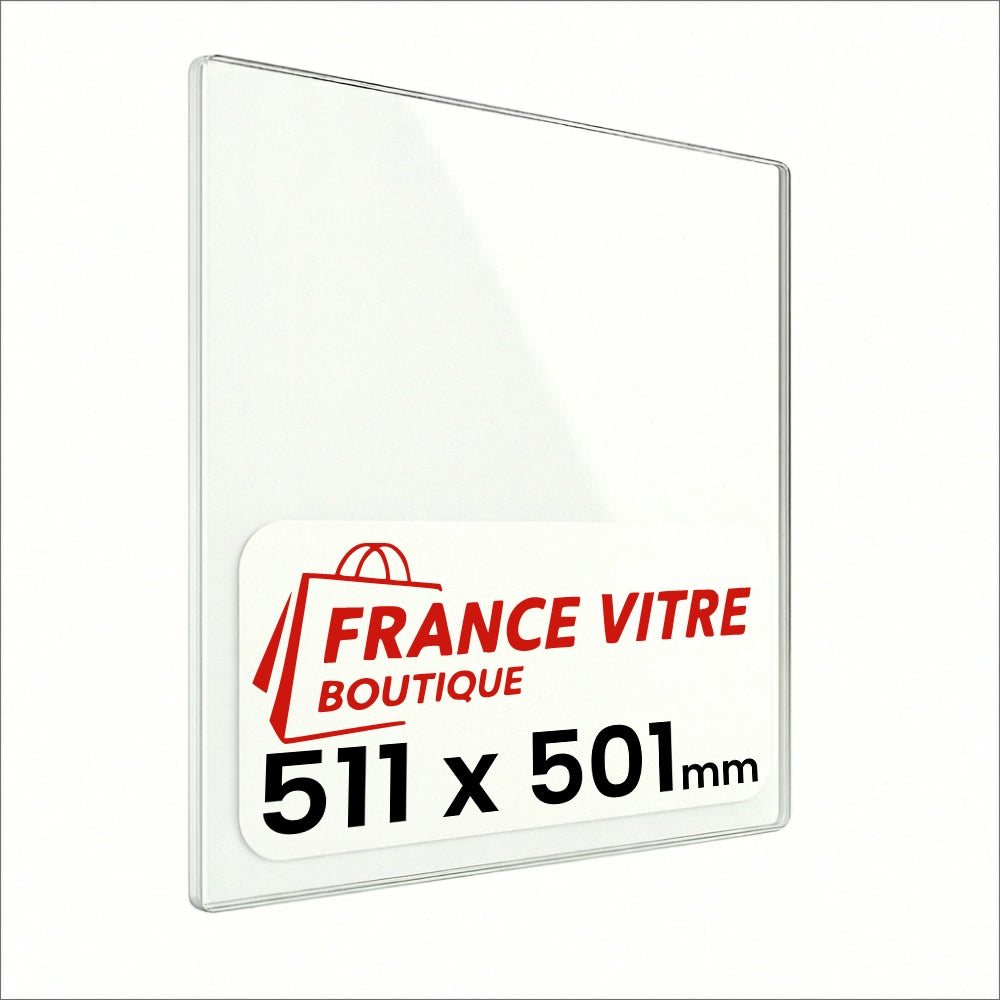 511 x 501 x 4 mm - Vetro per stufa a legna - vetro camino di ricambio - vetro per caminetto resistente al fuoco - France Vitre
