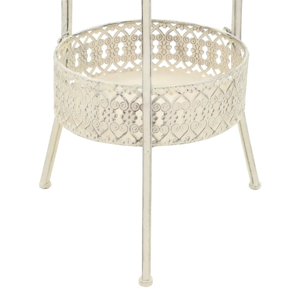 Tavolino da Bar-Tavolino da soggiorno-Tavolo Vintage Circolare in Metallo 40x70cm Bianco