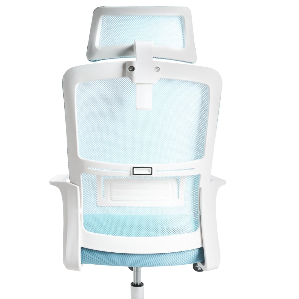 Sedia da ufficio con base girevole e poggiatesta regolabile in altezza con rete Home Office Azzurro stile moderno
