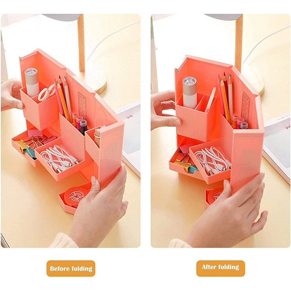 Trade Shop - Organizer In Plastica Per Trucchi Da Scrivania 24.5 X 28 Cm Pochetta Per Trucchi -