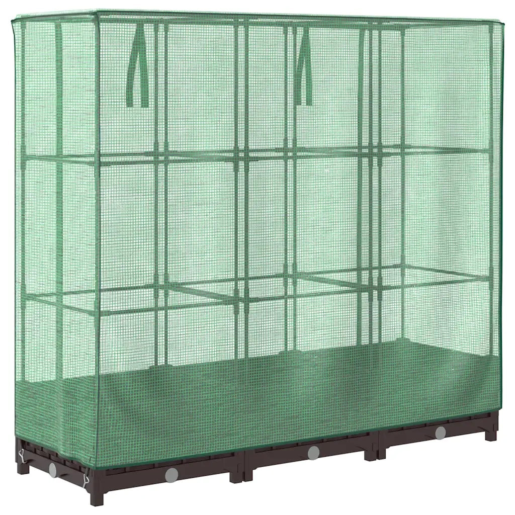Fioriere | Cassetta per fiori | Letto Rialzato con Copertura Serra Effetto Rattan 120x40x123 cm