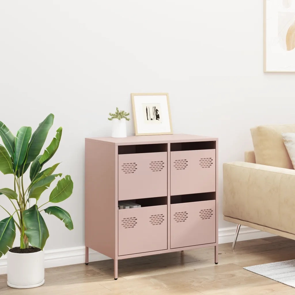 Credenza Rosa 68x39x73,5 cm in Acciaio Laminato a Freddo