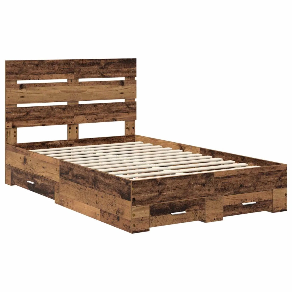 Struttura del letto con cassetto-Giroletto con contenitore-Rete del Letto Legno vecchio 120 x 190 cm 706624