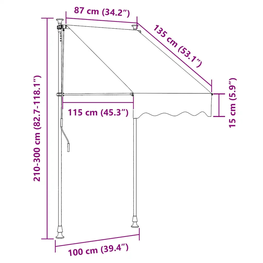 Tenda da Sole Retrattile Manuale 100 cm Antracite 145832