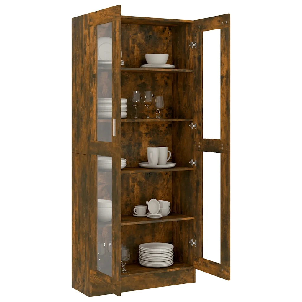 Mobile Vetrina Rovere Fumo 82,5x30,5x185 cm Legno Multistrato 815621