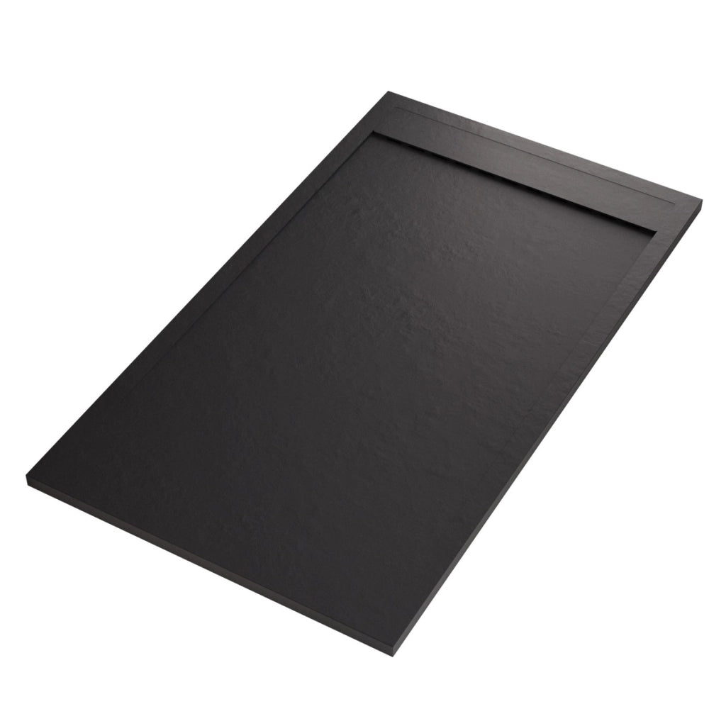 Piatto doccia in marmo resina nero pietra cemento prestige, misura 90x190
