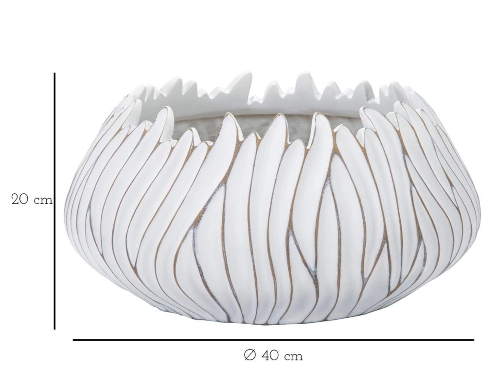 Vaso Gaspeau Honduras 40x20x40 cm in Poliresina Bianco