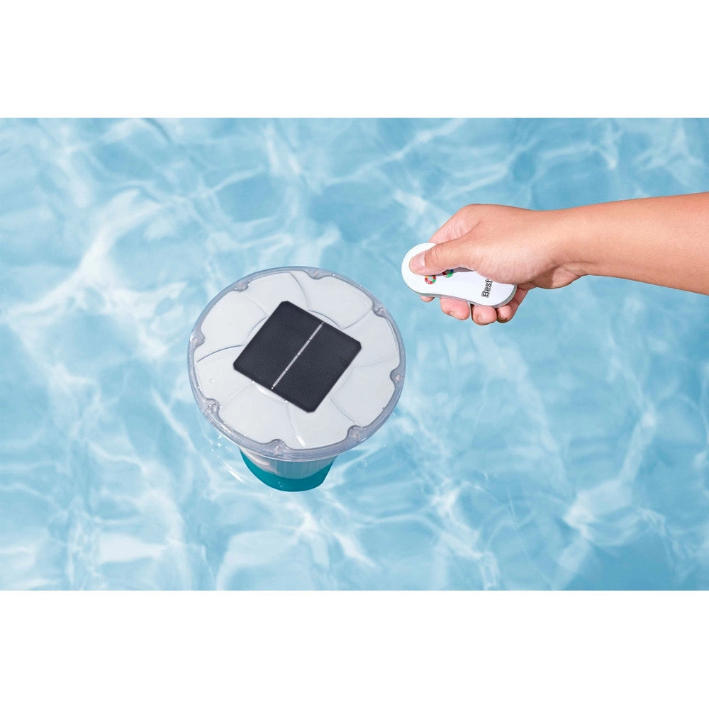 Trade Shop - Dosatore Per Pastiglie Cloro Galleggiante Piscina Con Luce Led Ad Energia Solare 58943 -