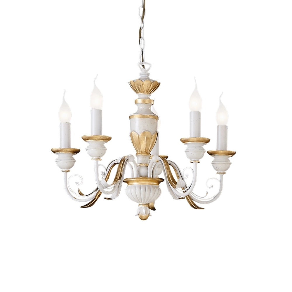 Lampadario Classico Firenze Materie Plastiche Bianco 5 Luci E14