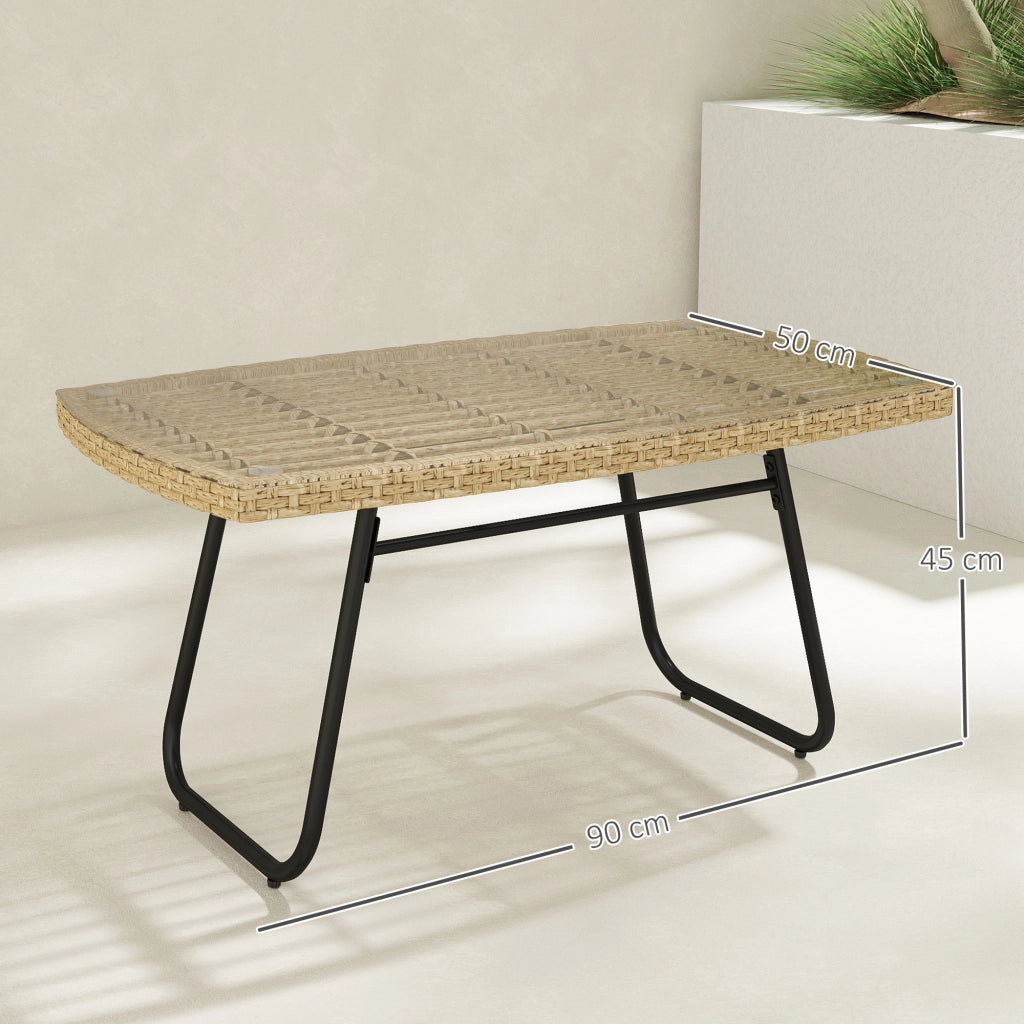 Tavolino da giardino in polyrattan ¨C zephmum ¨C con piano in vetro, 90x50x45 cm