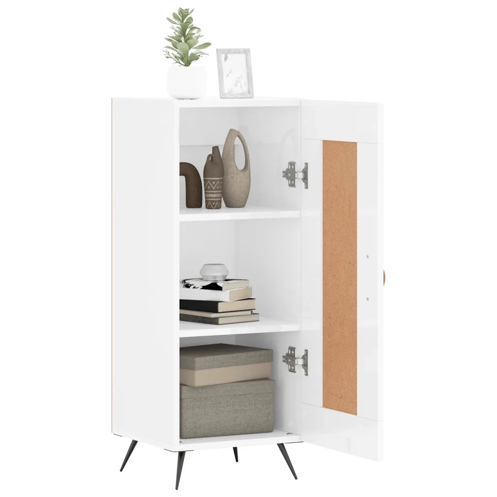 Credenza Bianco Lucido 34,5x34x90 cm in Legno Multistrato 830414