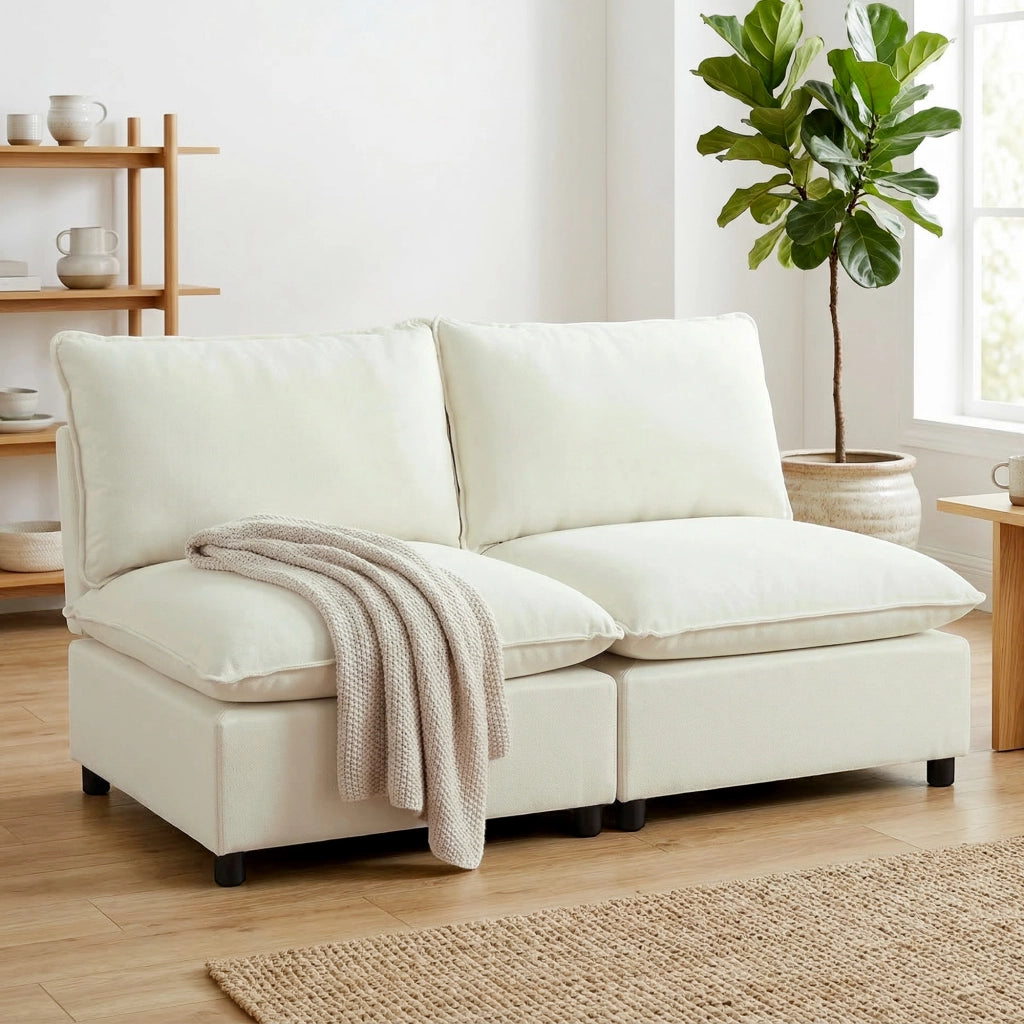 Divano 2 posti modulabile ¨C zephmum ¨C crema 146 cm senza braccioli