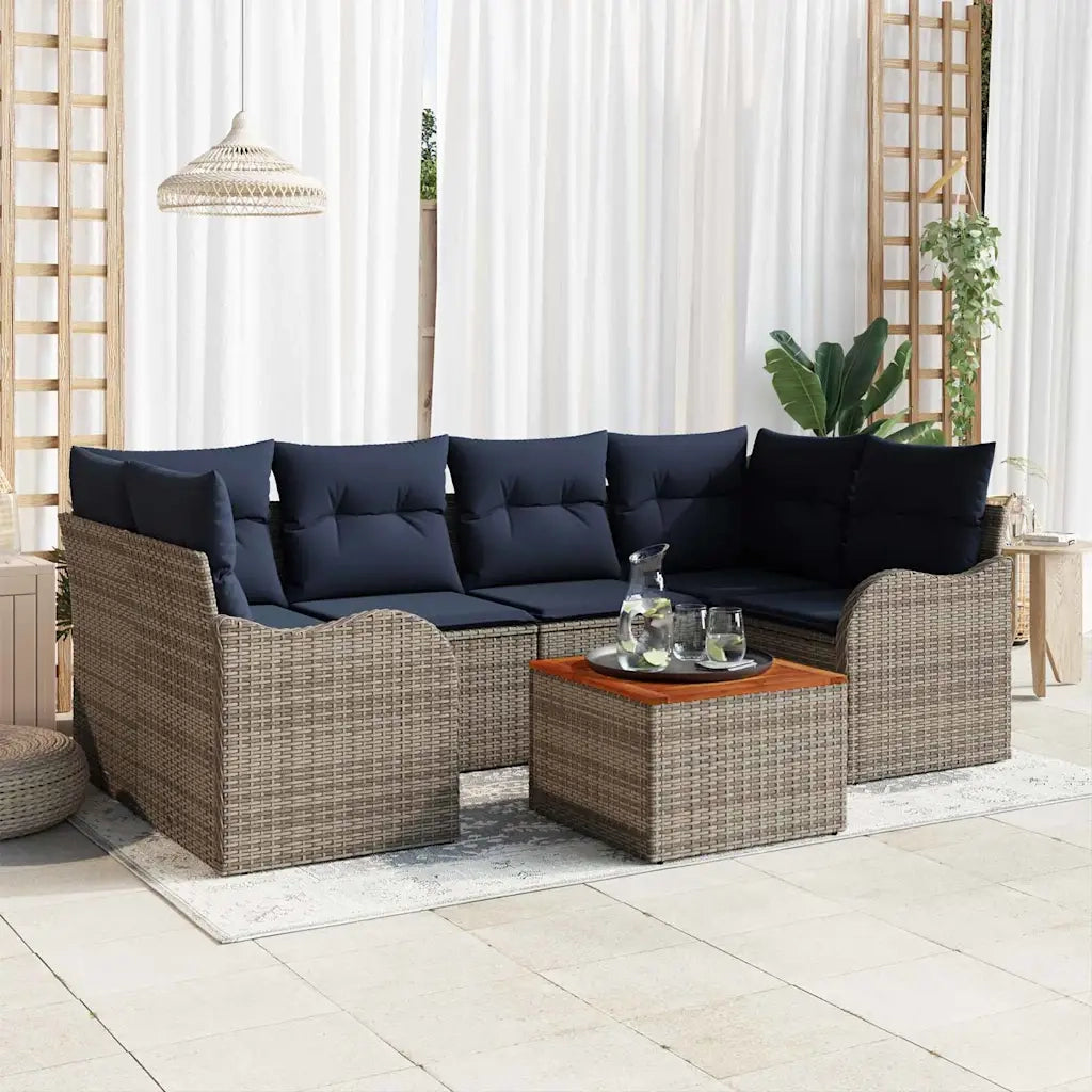 Set Divano da Giardino 7 pz Grigio polyrattan 3347409