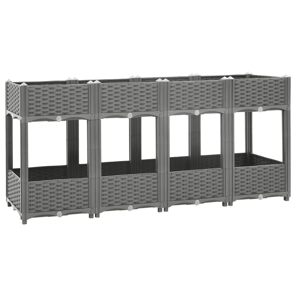 Fioriera rialzata per piante fiori terrazza giardino 160 x 40 x 71 cm polipropilene grigio 02_0039218