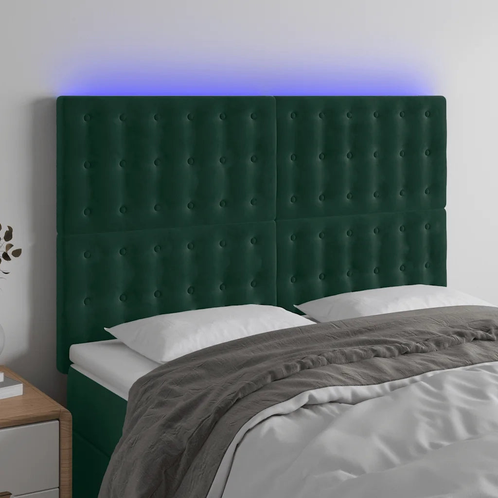 Testiera a LED Verde Scuro 144x5x118/128cm in Vellutocod mxl 121741