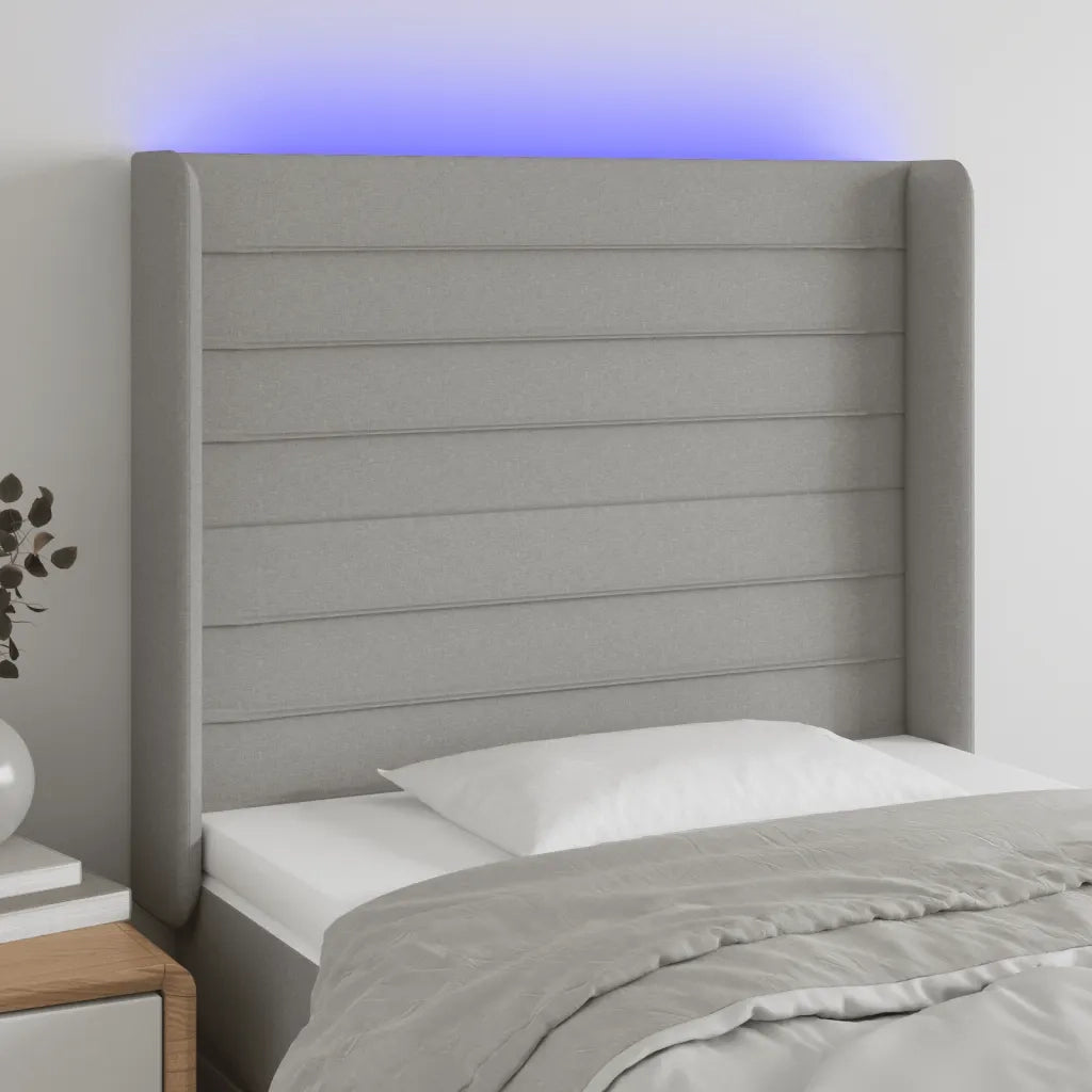 Testiera | Testata a LED Grigio Chiaro 93x16x118/128 cm in Tessuto