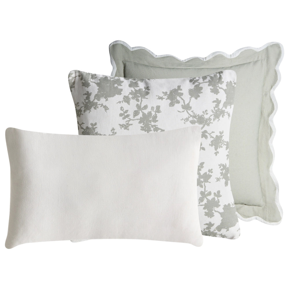Set di 3 cuscini decorativi in tessuto di cotone verde e bianco con motivo astratto 45/30 x 45/50 cm Cuscino decorativo