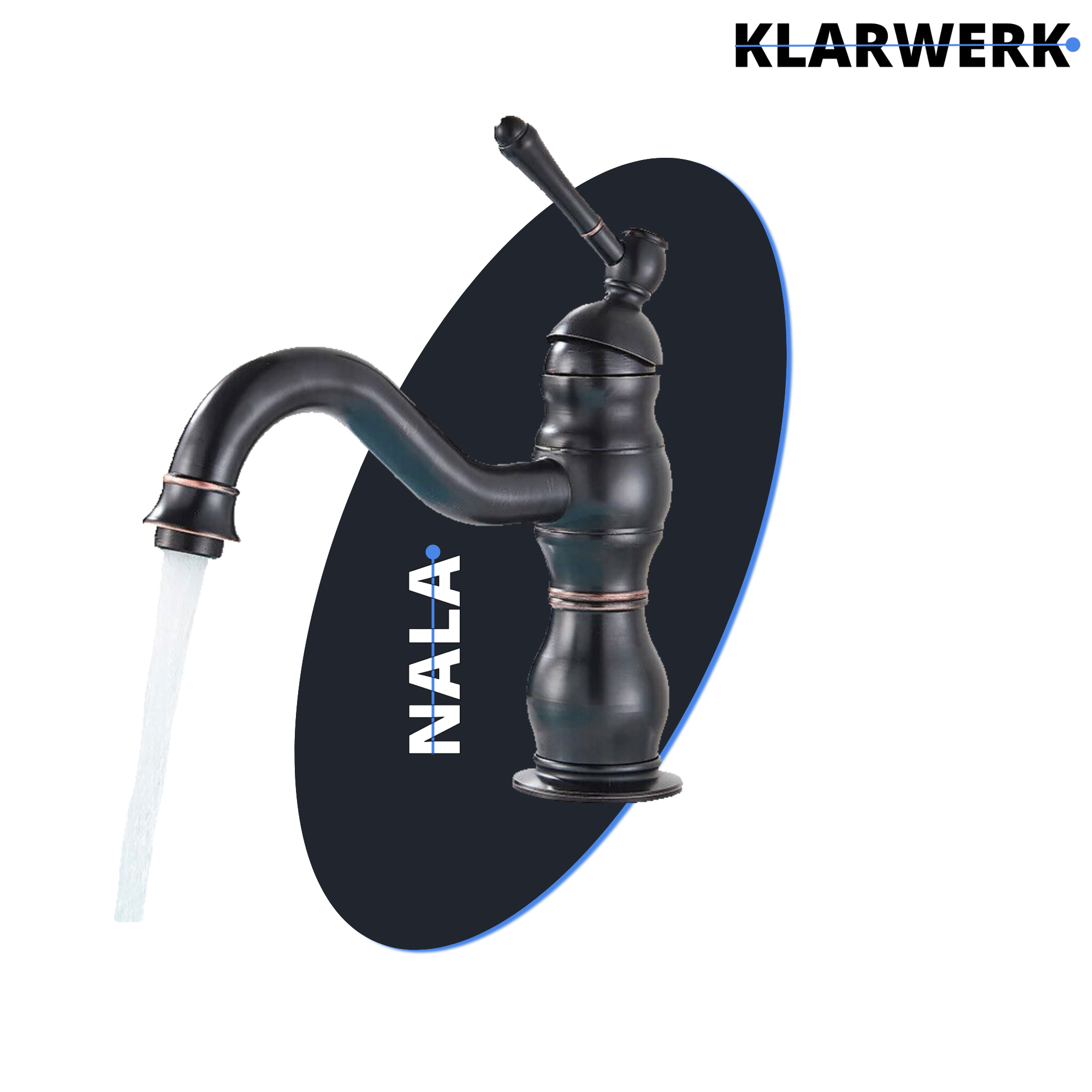 NALA | Rubinetto da bagno basso vintage Gastro nero spazzolato |. Rubinetto per lavabo retrò premium in acciaio inossidabile piccolo |