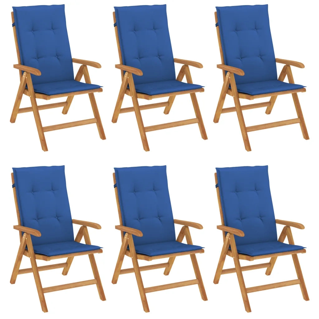 Sedie da Giardino Reclinabili con Cuscini 6 pz in Legno di Teak 3196503