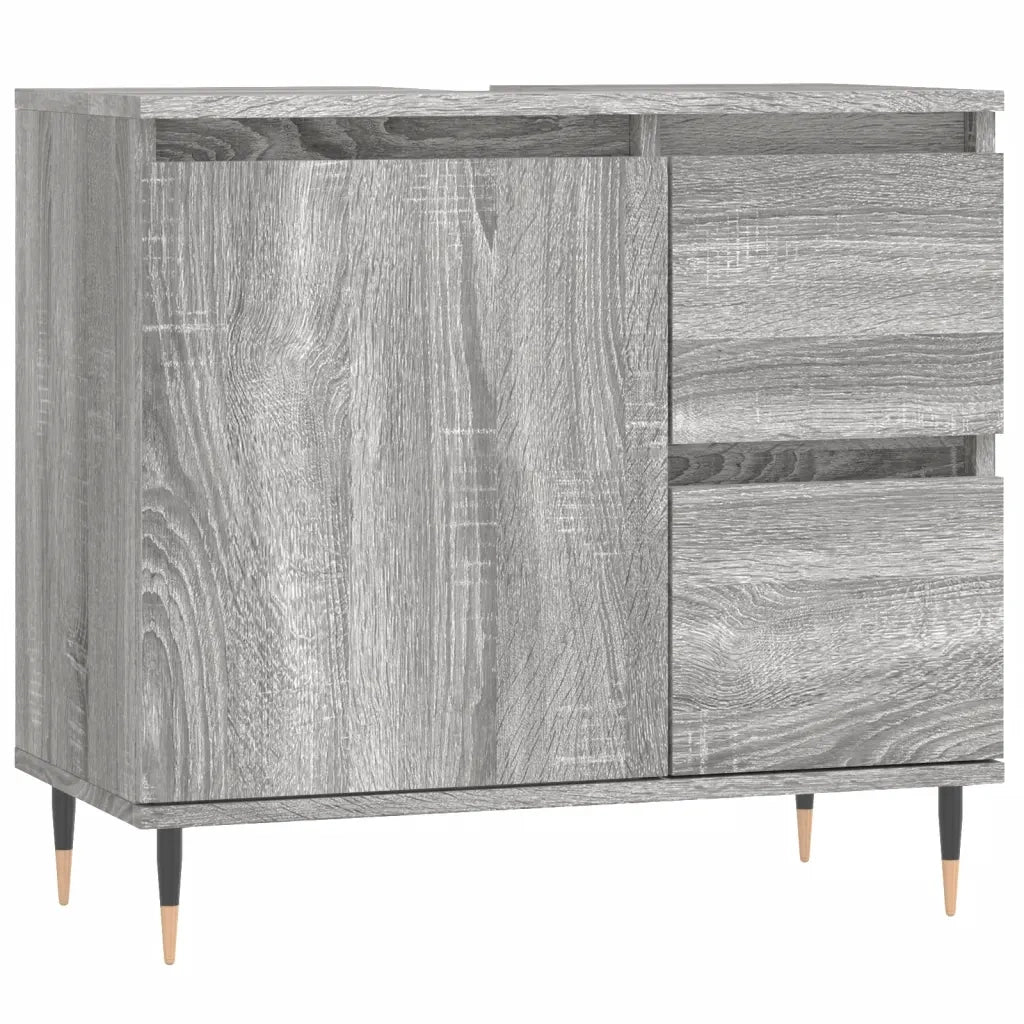 Set Mobili da Bagno 3 pz Grigio Sonoma in Legno Multistrato