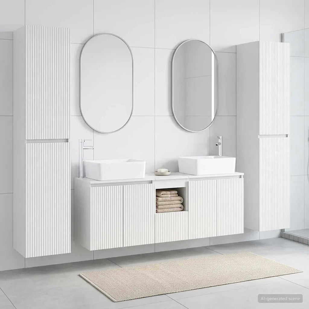 Set di mobili per il bagno 5 pz Bianco Lucido 3406037