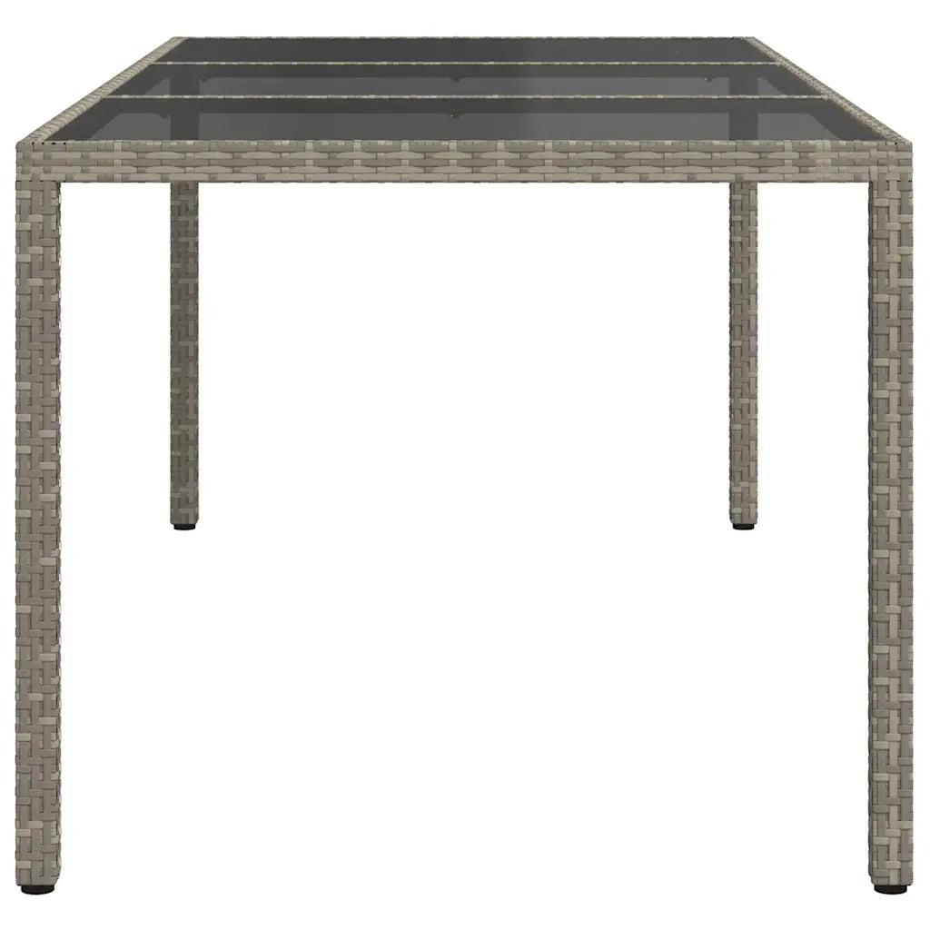 Tavolo Giardino Grigio 190x90x75 cm Vetro Temperato Polyrattan 316715