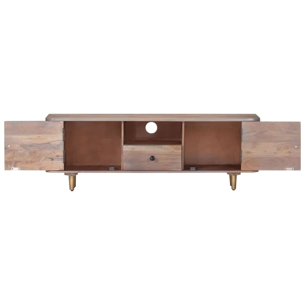 Mobile TV multimediale scaffale TV credenza mobile TV sala da pranzo soggiorno camera da letto 118 x 30 x 40 cm legno massello di acacia marrone 02_0025801