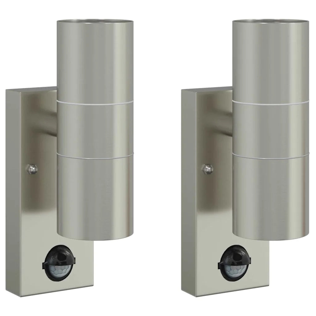 Lampada da Parete Esterna 2 pz Argento 7 x 10 x 22 cm CFW8888079