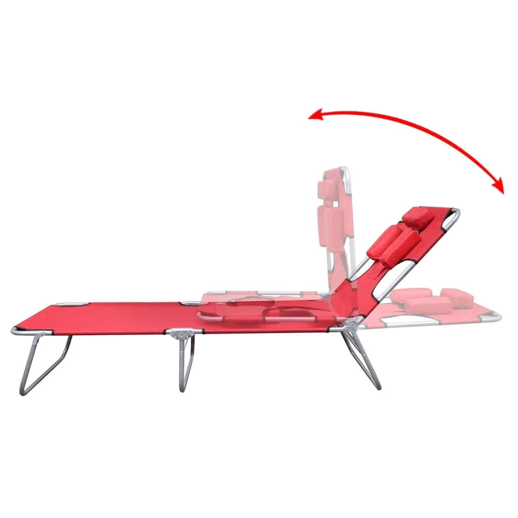 Lettino prendisole sedia a sdraio lettino prendisole letto da giardino mobili da esterno per patio con poggiatesta acciaio verniciato a polvere rosso 02_0012442