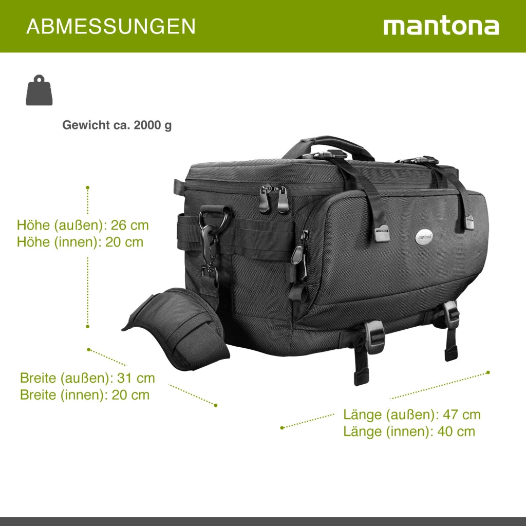 Mantona New York borsa fotografica con divisori interni per obiettivi, fotocamere a sistema, reflex, custodia per accessori fotografi con copertura antipioggia e tracolla