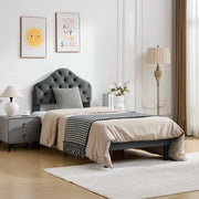 Letto imbottito di 90x200 cm in ciniglia grigia