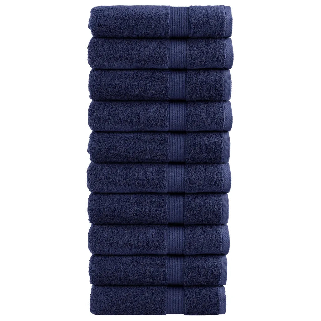 Asciugamani da bagno Premium SOLUND 10 pz Blu navy 100x150 cm 137265